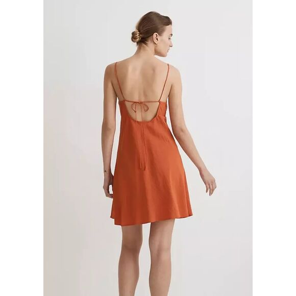 Madewell $88 Layton Mini Slip Dress in Orange Size 8 - Picture 3 of 9